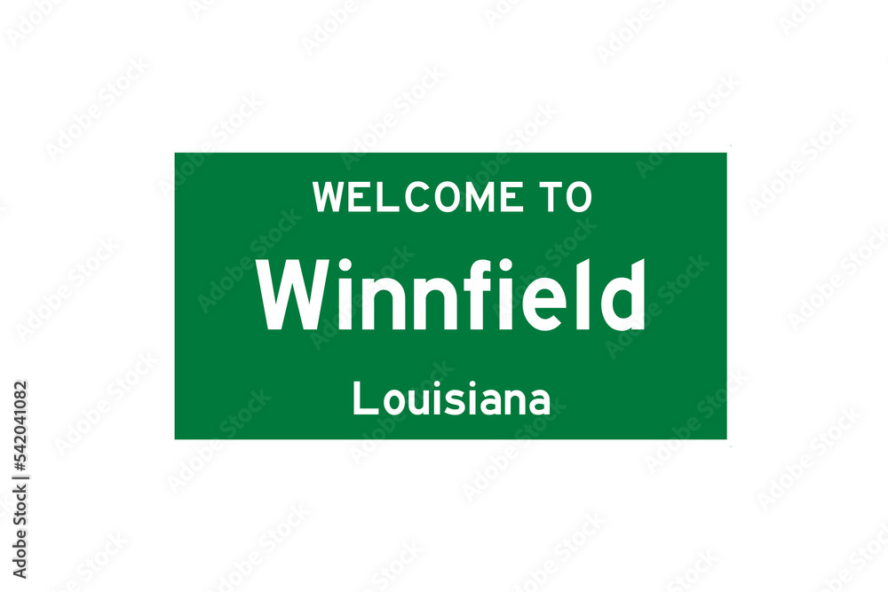 Winnfield, Louisiana, USA. City limit sign on transparent background. Winnfield, Louisiana, USA. City limit sign on transparent background.