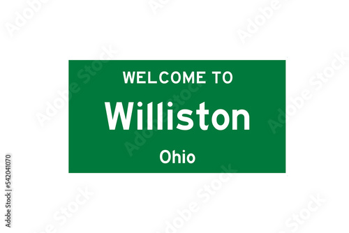Williston, Ohio, USA. City limit sign on transparent background. 