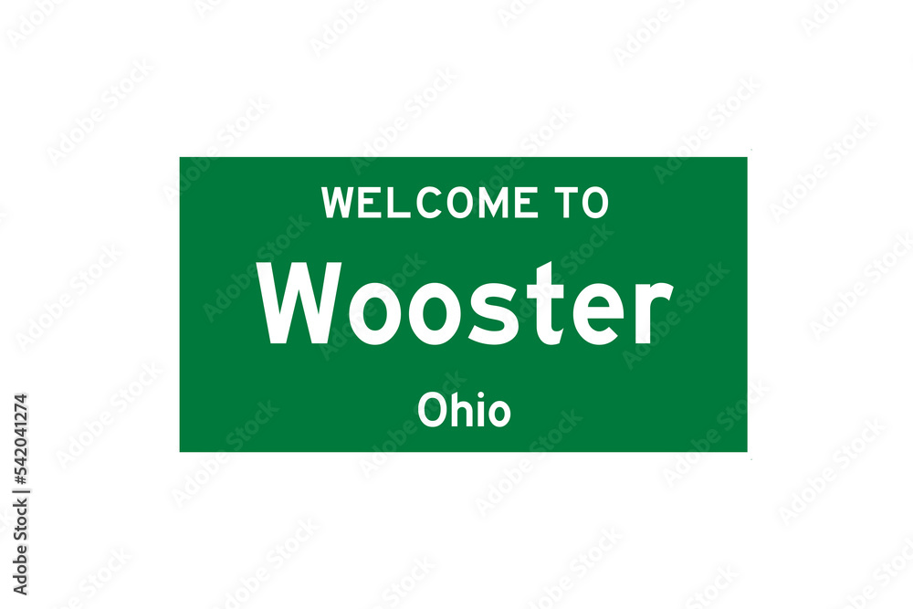 Wooster, Ohio, USA. City limit sign on transparent background. Wooster, Ohio, USA. City limit sign on transparent background.