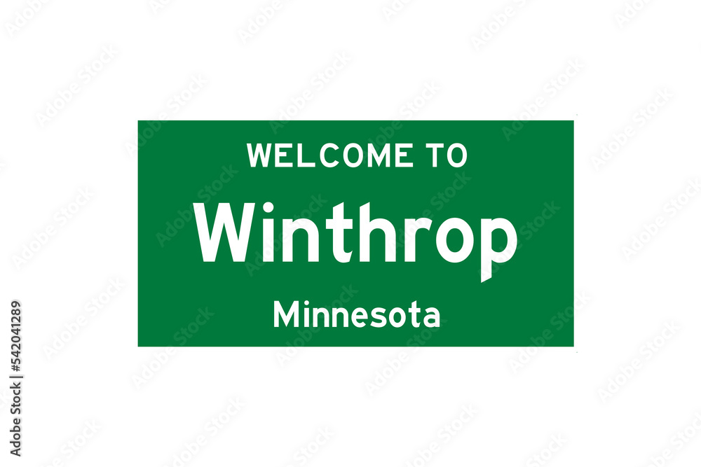 Winthrop, Minnesota, USA. City limit sign on transparent background. Winthrop, Minnesota, USA. City limit sign on transparent background.
