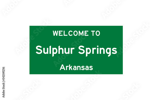 Sulphur Springs, Arkansas, USA. City limit sign on transparent background.  photo