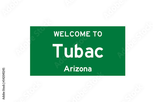 Tubac, Arizona, USA. City limit sign on transparent background.  photo