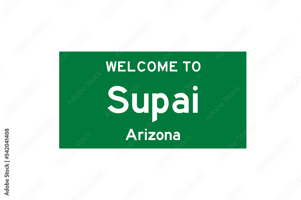Supai, Arizona, USA. City limit sign on transparent background. Supai, Arizona, USA. City limit sign on transparent background.