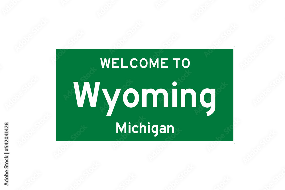 Wyoming, Michigan, USA. City limit sign on transparent background. Wyoming, Michigan, USA. City limit sign on transparent background.
