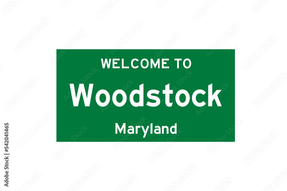 Woodstock, Maryland, USA. City limit sign on transparent background. Woodstock, Maryland, USA. City limit sign on transparent background.