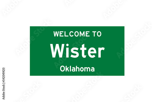 Wister, Oklahoma, USA. City limit sign on transparent background.  photo