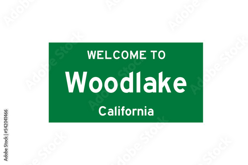 Woodlake, California, USA. City limit sign on transparent background.  photo