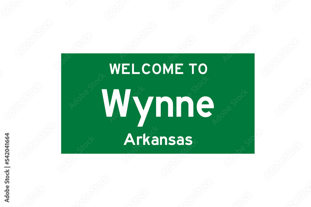 Wynne, Arkansas, USA. City limit sign on transparent background. 