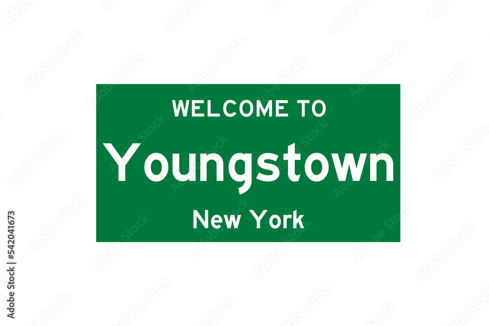 Youngstown, New York, USA. City limit sign on transparent background. Youngstown, New York, USA. City limit sign on transparent background.