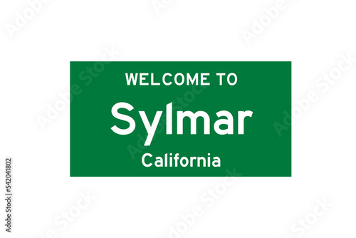 Sylmar, California, USA. City limit sign on transparent background.  photo