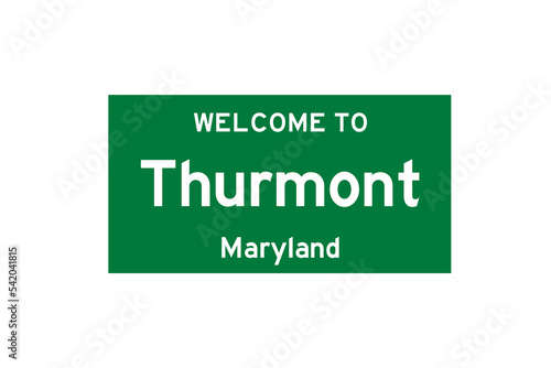 Thurmont, Maryland, USA. City limit sign on transparent background. 