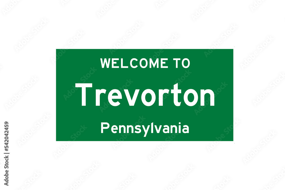 Trevorton, Pennsylvania, USA. City limit sign on transparent background. 