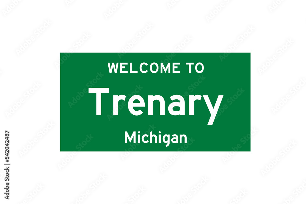 Trenary, Michigan, USA. City limit sign on transparent background. Trenary, Michigan, USA. City limit sign on transparent background.