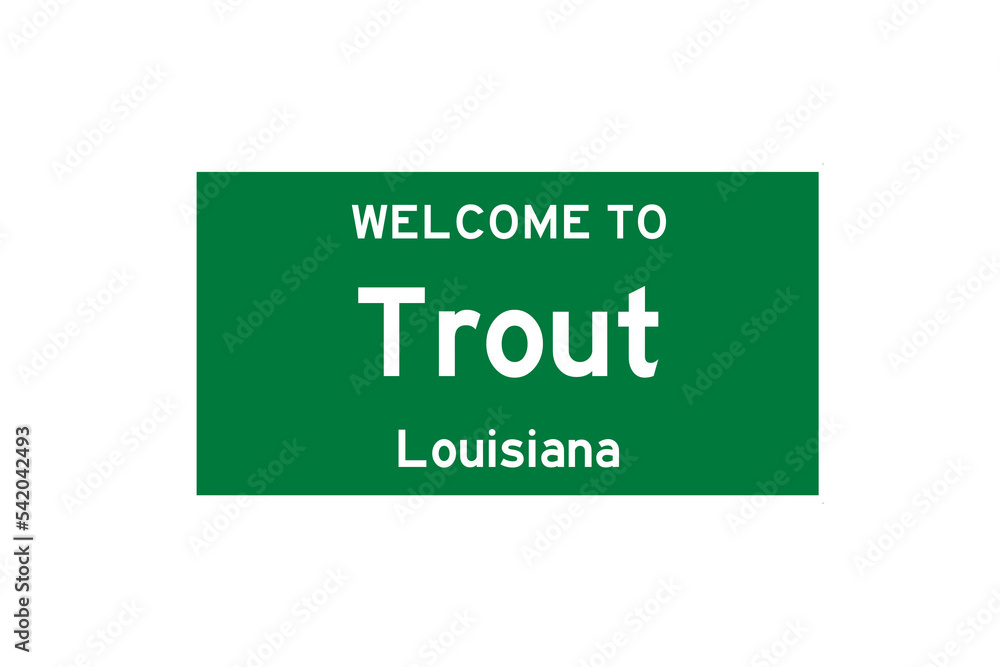 Trout, Louisiana, USA. City limit sign on transparent background. Trout, Louisiana, USA. City limit sign on transparent background.