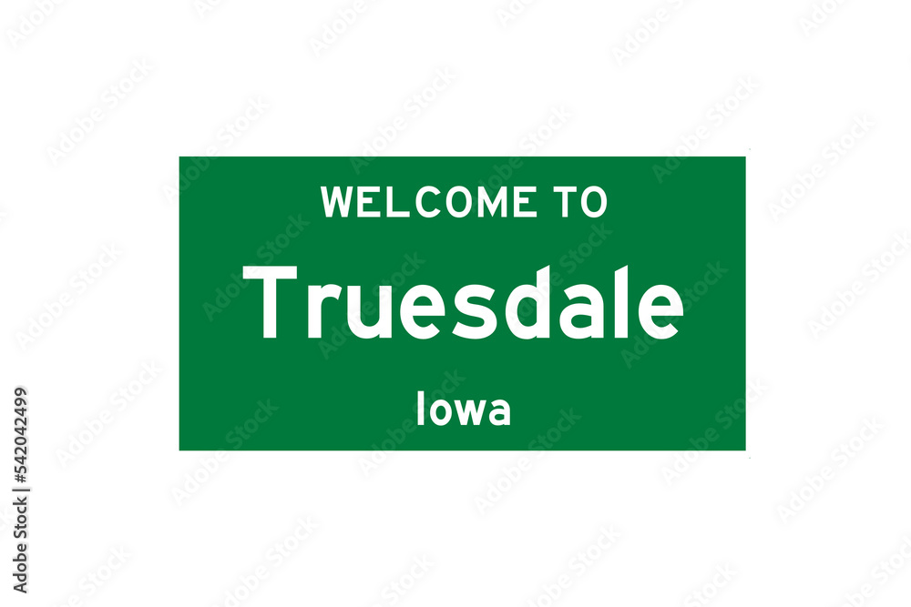 Truesdale, Iowa, USA. City limit sign on transparent background. Truesdale, Iowa, USA. City limit sign on transparent background.