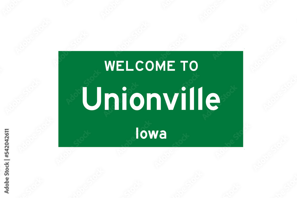Unionville, Iowa, USA. City limit sign on transparent background. Unionville, Iowa, USA. City limit sign on transparent background.