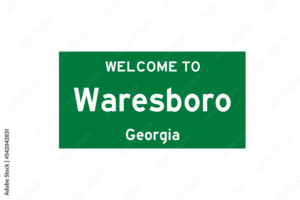 Waresboro, Georgia, USA. City limit sign on transparent background. Waresboro, Georgia, USA. City limit sign on transparent background.