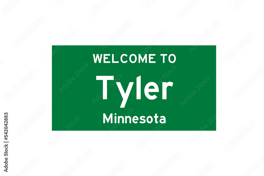 Tyler, Minnesota, USA. City limit sign on transparent background. Tyler, Minnesota, USA. City limit sign on transparent background.