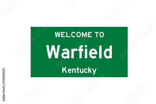 Warfield, Kentucky, USA. City limit sign on transparent background.  photo