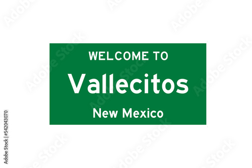 Vallecitos, New Mexico, USA. City limit sign on transparent background.  photo
