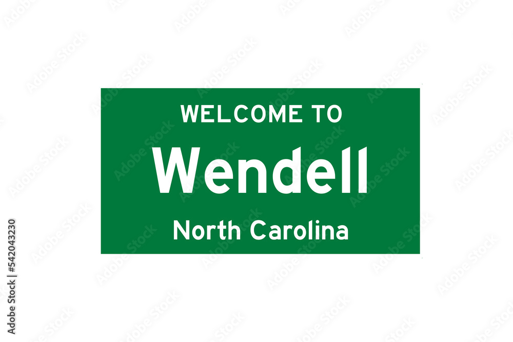 Wendell, North Carolina, USA. City limit sign on transparent background. Wendell, North Carolina, USA. City limit sign on transparent background.