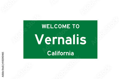 Vernalis, California, USA. City limit sign on transparent background.  photo