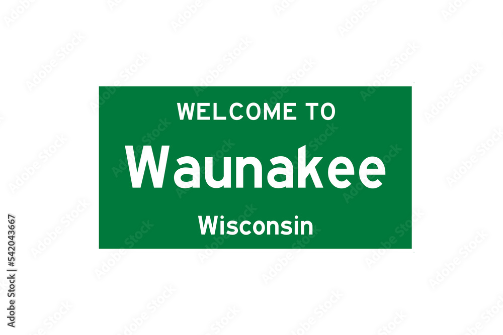 Waunakee, Wisconsin, USA. City limit sign on transparent background. Waunakee, Wisconsin, USA. City limit sign on transparent background.
