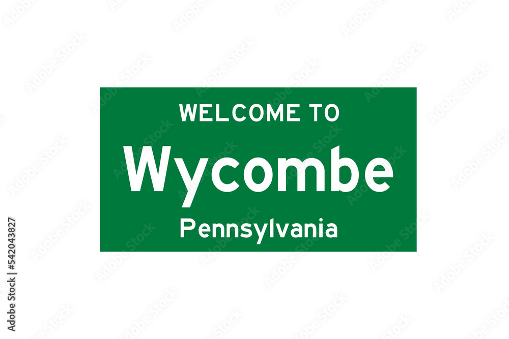 Wycombe, Pennsylvania, USA. City limit sign on transparent background. Wycombe, Pennsylvania, USA. City limit sign on transparent background.