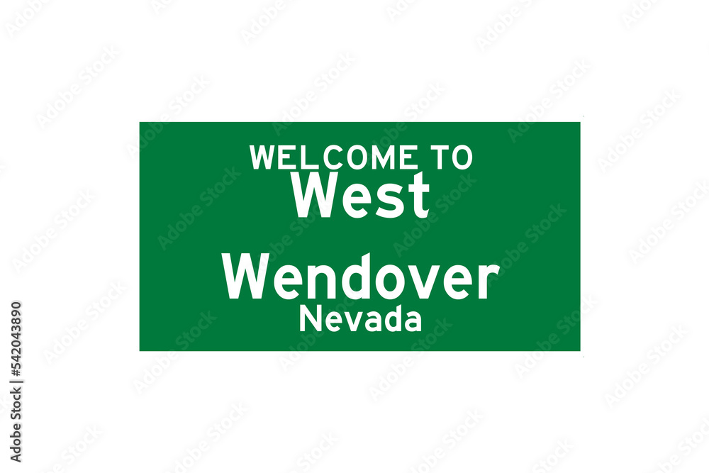 West Wendover, Nevada, USA. City limit sign on transparent background. 