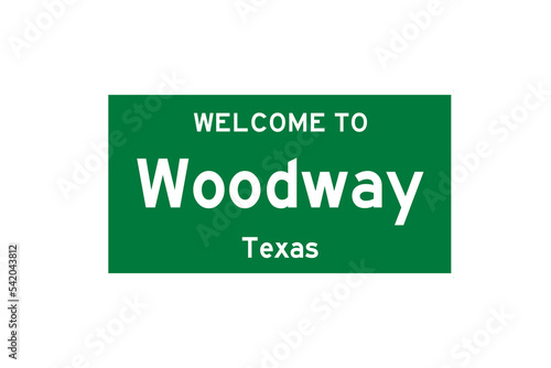 Woodway, Texas, USA. City limit sign on transparent background.  photo