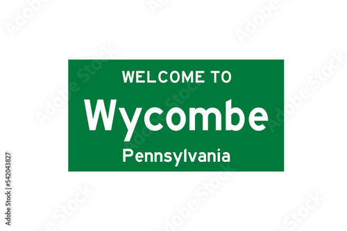 Wycombe, Pennsylvania, USA. City limit sign on transparent background.  photo
