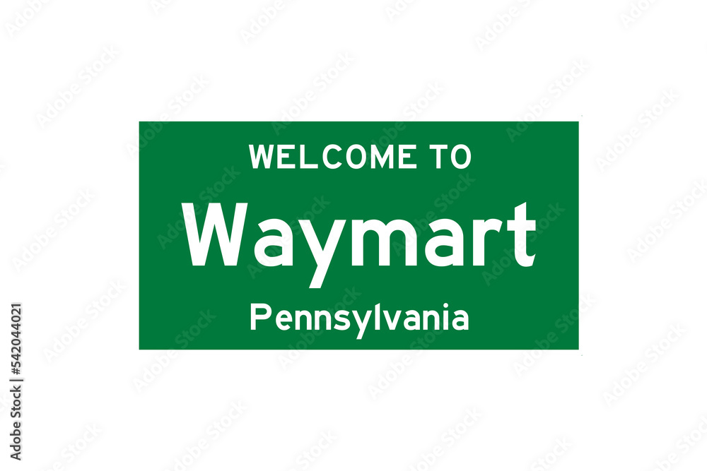 Waymart, Pennsylvania, USA. City limit sign on transparent background. Waymart, Pennsylvania, USA. City limit sign on transparent background.