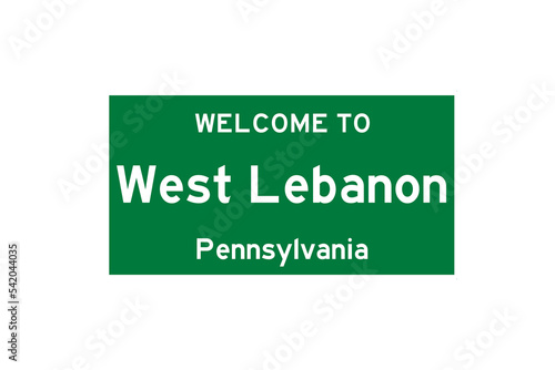 West Lebanon, Pennsylvania, USA. City limit sign on transparent background.  photo