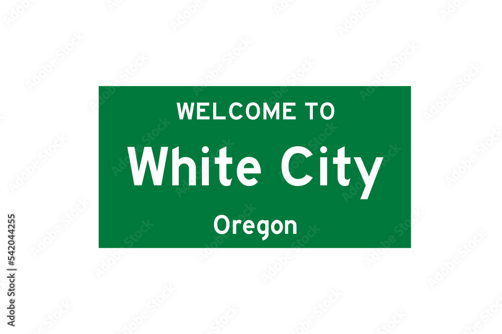 White City, Oregon, USA. City limit sign on transparent background. White City, Oregon, USA. City limit sign on transparent background.