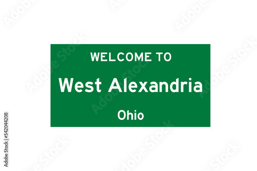 West Alexandria, Ohio, USA. City limit sign on transparent background.  photo