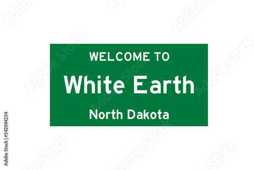 White Earth, North Dakota, USA. City limit sign on transparent background.  photo