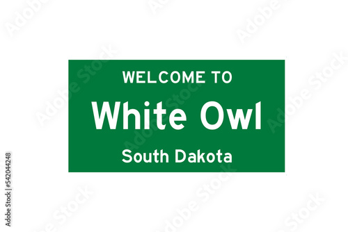 White Owl, South Dakota, USA. City limit sign on transparent background.  photo