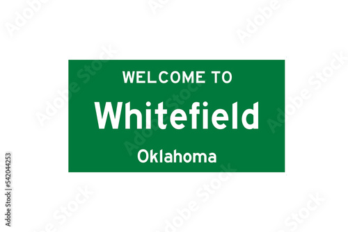 Whitefield, Oklahoma, USA. City limit sign on transparent background.  photo