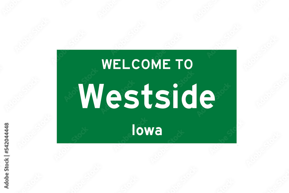 Westside, Iowa, USA. City limit sign on transparent background. Westside, Iowa, USA. City limit sign on transparent background.