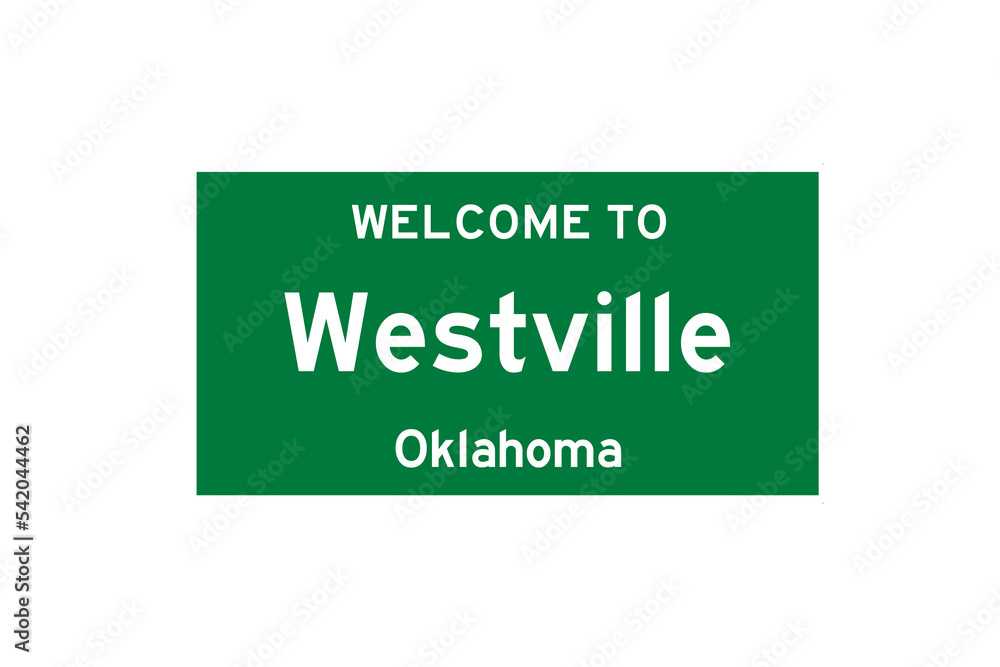 Westville, Oklahoma, USA. City limit sign on transparent background. Westville, Oklahoma, USA. City limit sign on transparent background.
