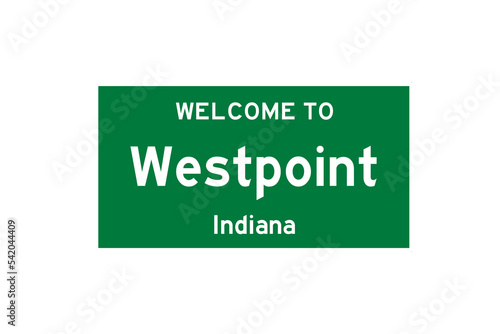 Westpoint, Indiana, USA. City limit sign on transparent background. 