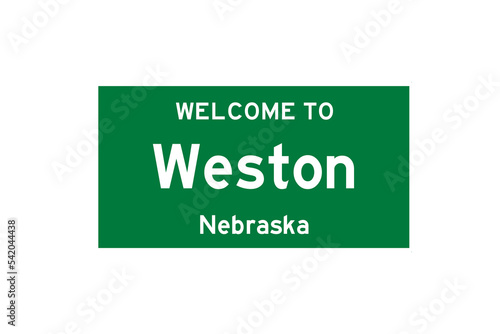 Weston, Nebraska, USA. City limit sign on transparent background. 