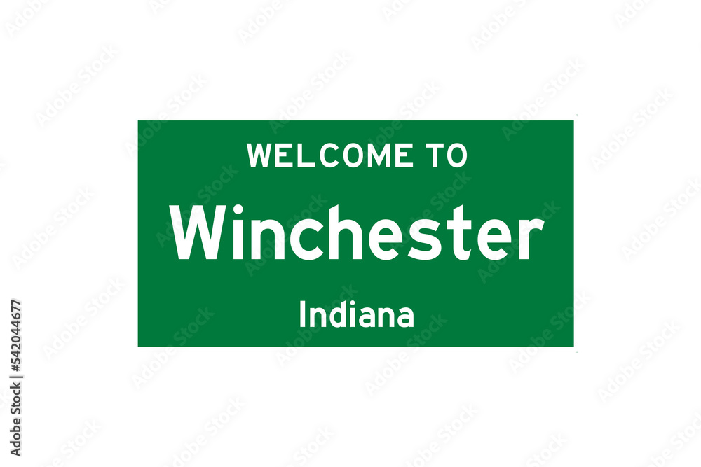 Winchester, Indiana, USA. City limit sign on transparent background. Winchester, Indiana, USA. City limit sign on transparent background.