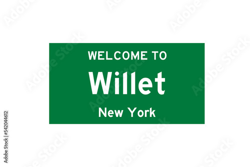 Willet, New York, USA. City limit sign on transparent background.  photo