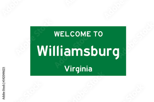 Obraz na płótnie Williamsburg, Virginia, USA. City limit sign on transparent background. w salonie