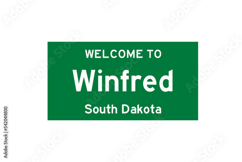 Winfred, South Dakota, USA. City limit sign on transparent background. 