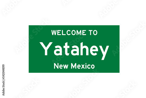 Yatahey, New Mexico, USA. City limit sign on transparent background.  photo