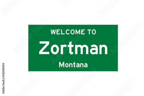 Zortman, Montana, USA. City limit sign on transparent background. 
