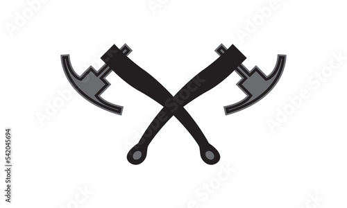 Crossed Axes, Crossed Broad axe, medieval axe, Battle axe, executioner axe in vector