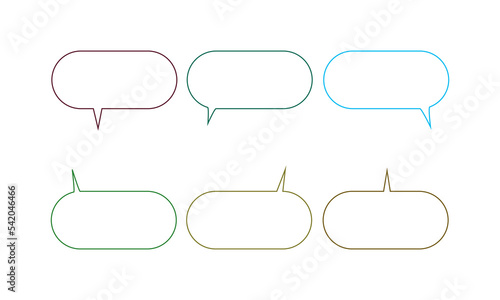 Big set of dialog boxes different variants drawn by hand. Vector flat illustrations. Collection pastel color doodle for talk, dialogue, decoration on white background.